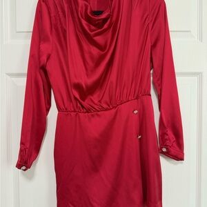 Zara Vibrant Red Long Sleeve Dress